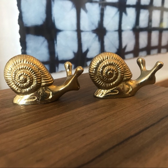 Vintage Set of 2 Brass Snails